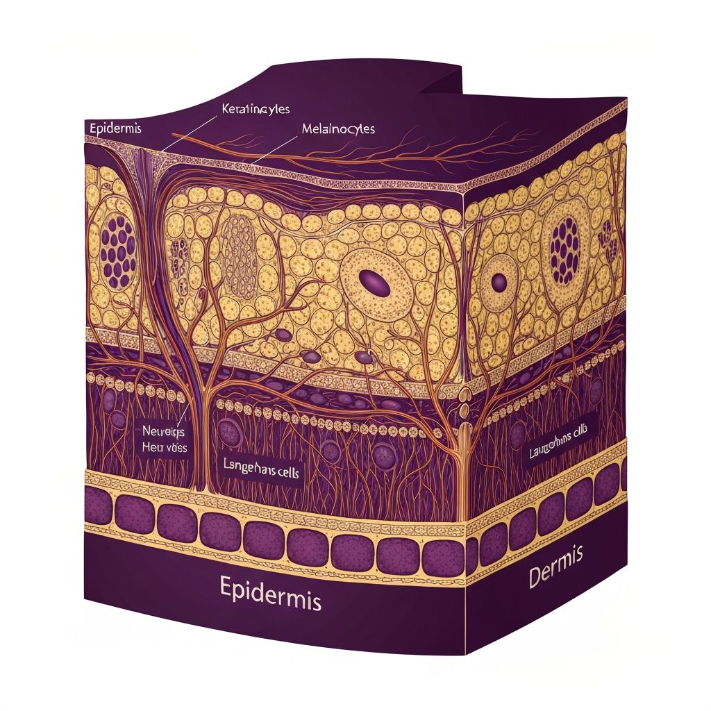 Ilustración científica de capas de la piel